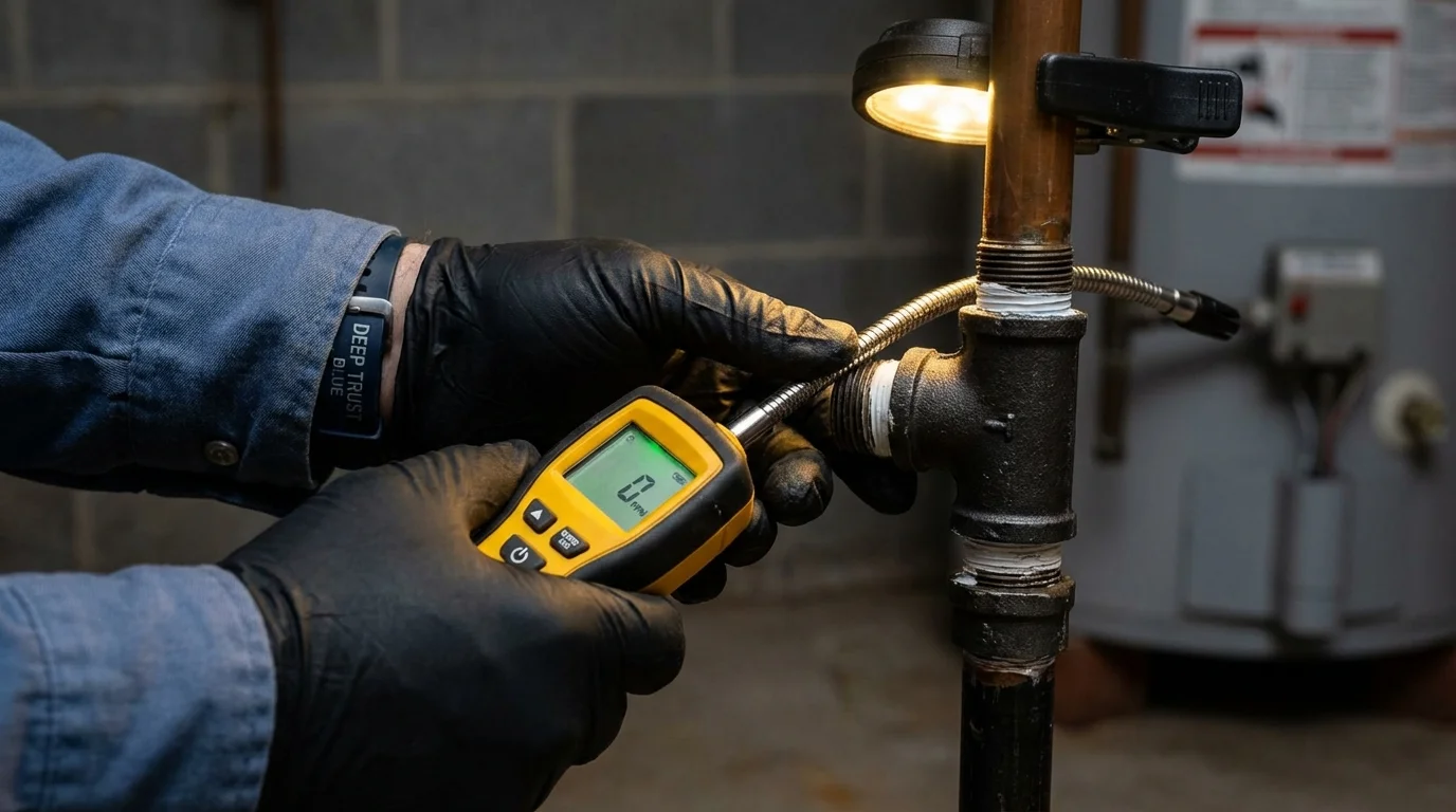 Gas leak detection with electronic sniffer by Johns Plumbing LLC in Carnegie